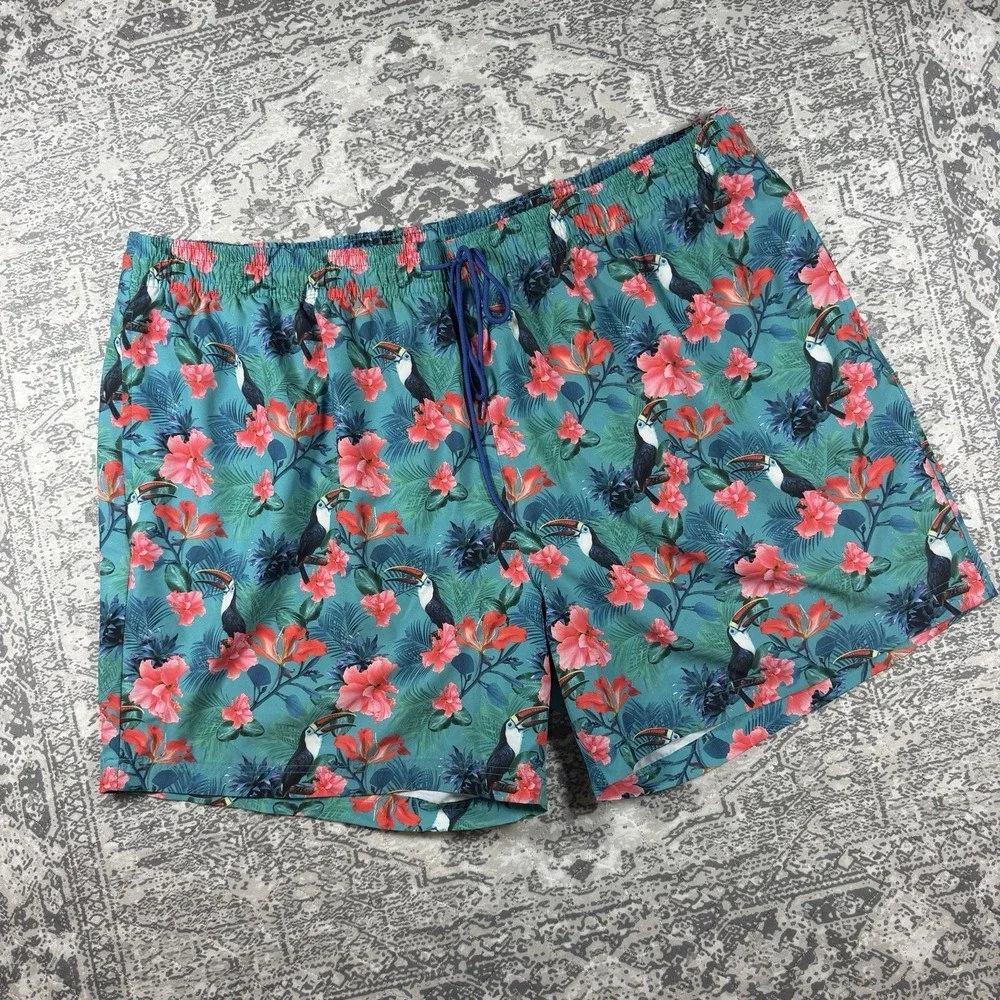 Caribbean Swimwear Men's sz 3XB Toucan Troical Print Swim Trunks Shorts